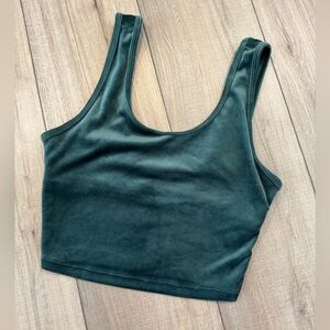 Offline Aerie After Party Velour Longline Bralette‎ medium women’s green holiday